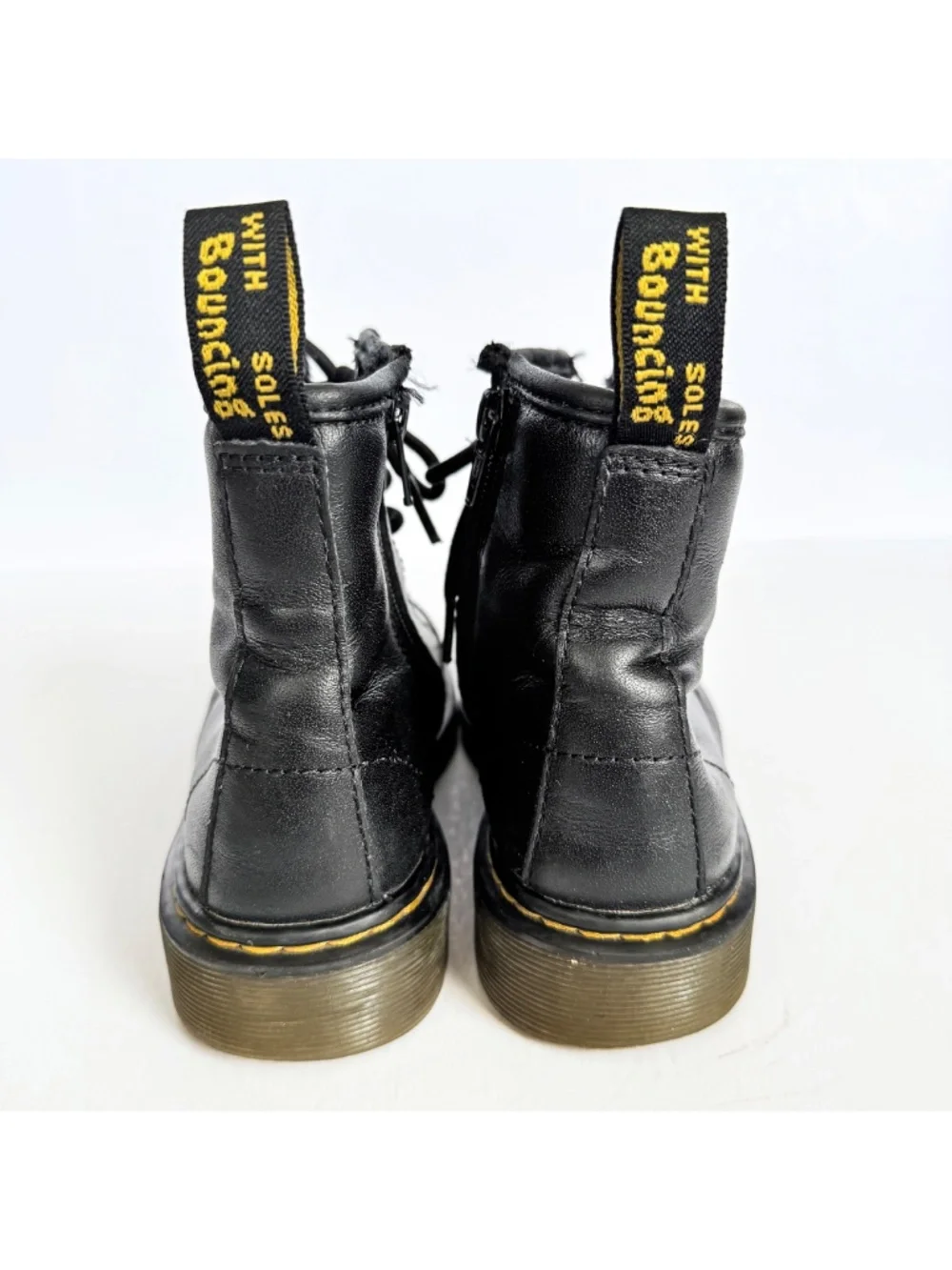 Doc Martens Kids 1460J Black Leather Side Zip Lace Up Combat Boots US2/UK1/EU33